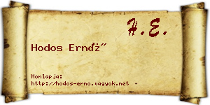 Hodos Ernő névjegykártya